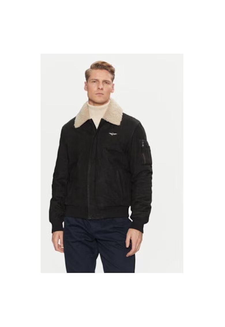 Aeronautica Militare Geaca barbati - 304565366 - Piele ecologica - Negru - Negru