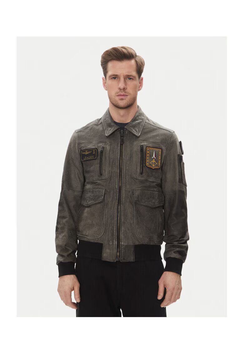 Aeronautica Militare Geaca din piele barbati 251PN5047PL00300 - Piele naturala - Gri - Gri