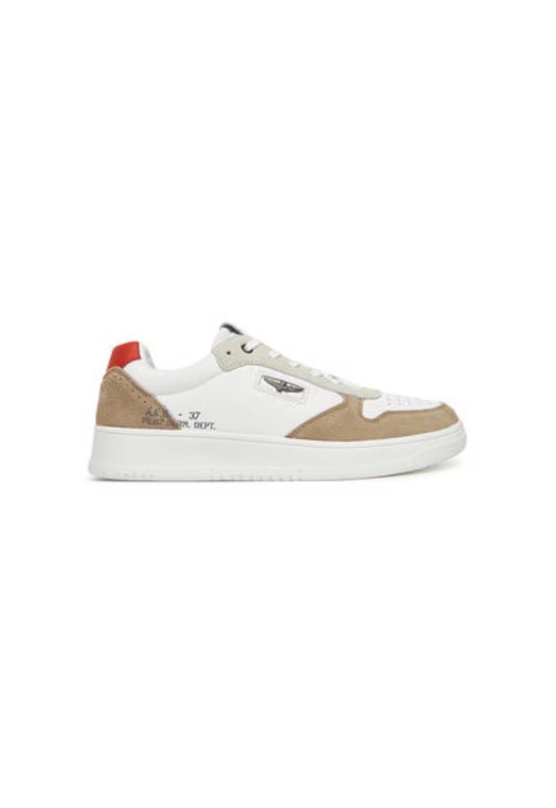 Aeronautica Militare Pantofi sport barbati - 251SC235PL244 - Piele naturala - 42 EU - Bej/Alb - Alb/Bej