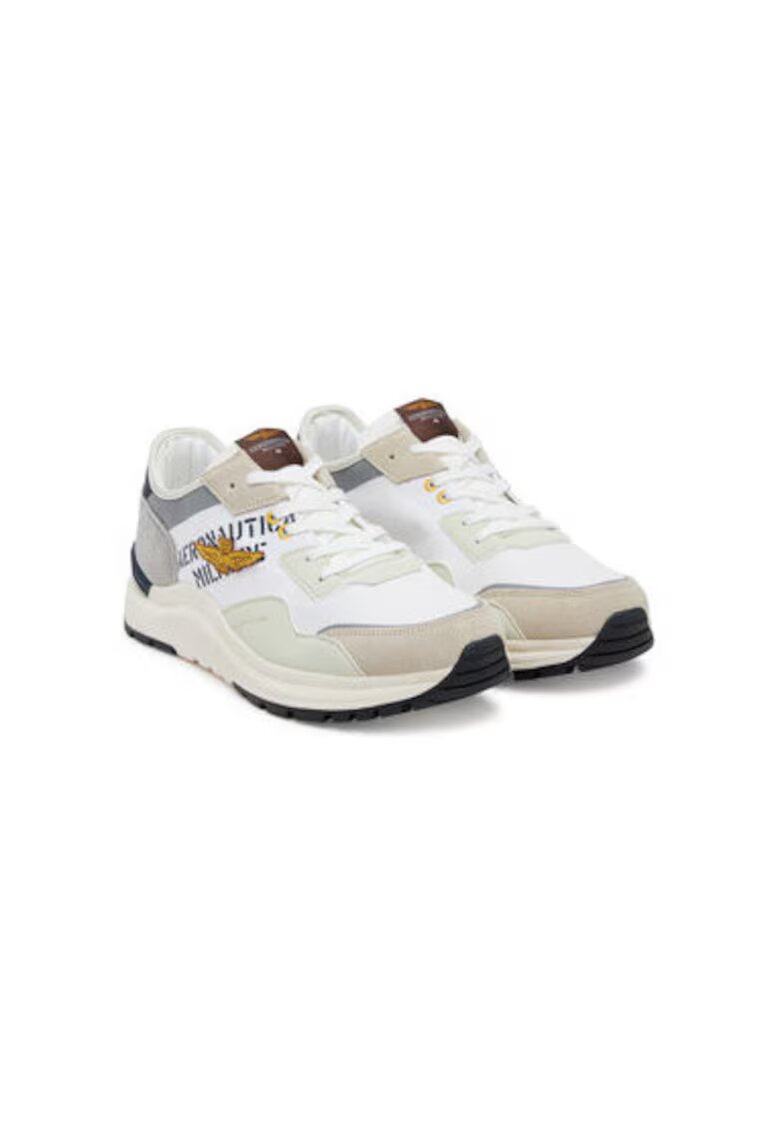 Aeronautica Militare Pantofi sport barbati - 251SC286CT3543 - Piele naturala - 46 EU - Alb/Gri - Alb/Gri