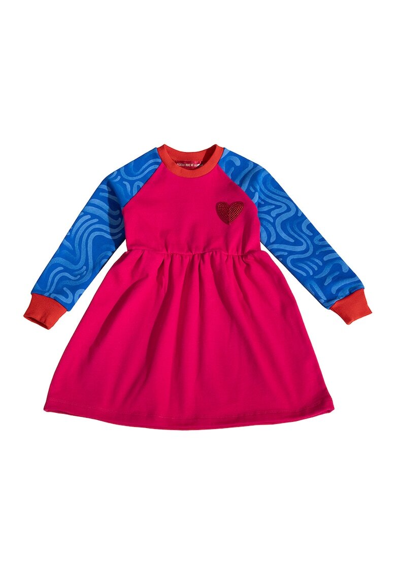 Agatha Ruiz de la Prada Rochie cu croiala A si maneci contrastante - Fucsia/Albastru