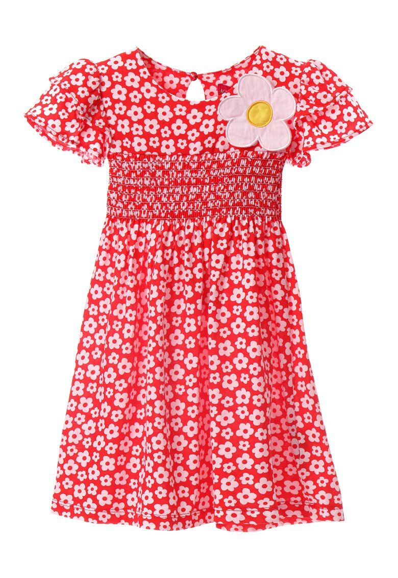 Agatha Ruiz de la Prada Rochie de bumbac cu imprimeu floral - Rosu/Alb