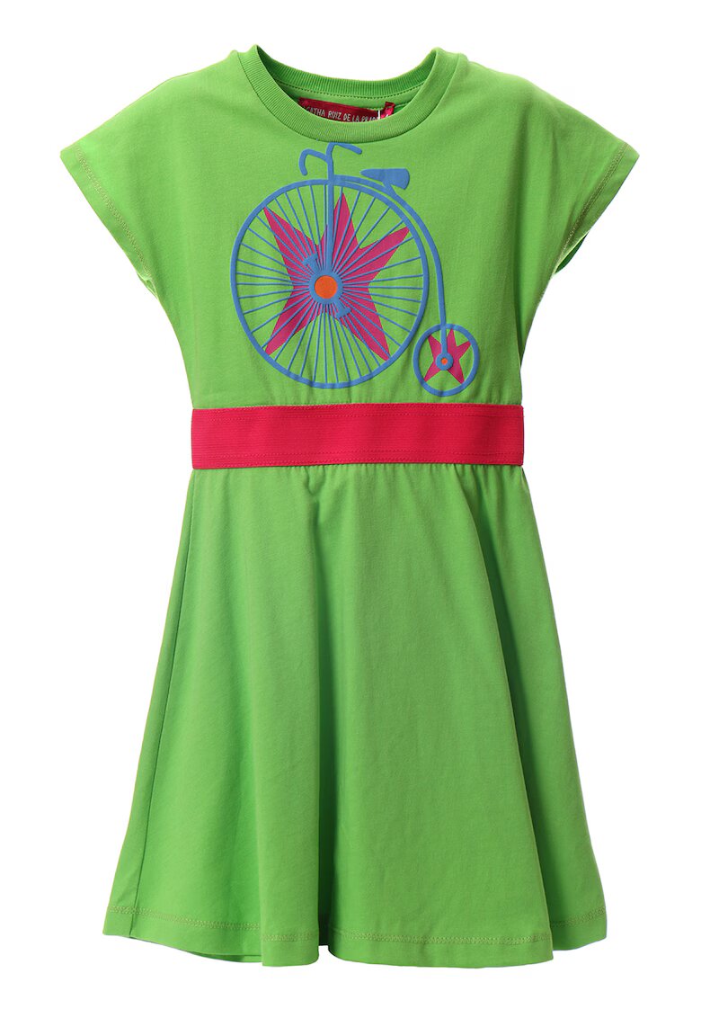 Agatha Ruiz de la Prada Rochie de bumbac cu insertie contrastanta - Verde