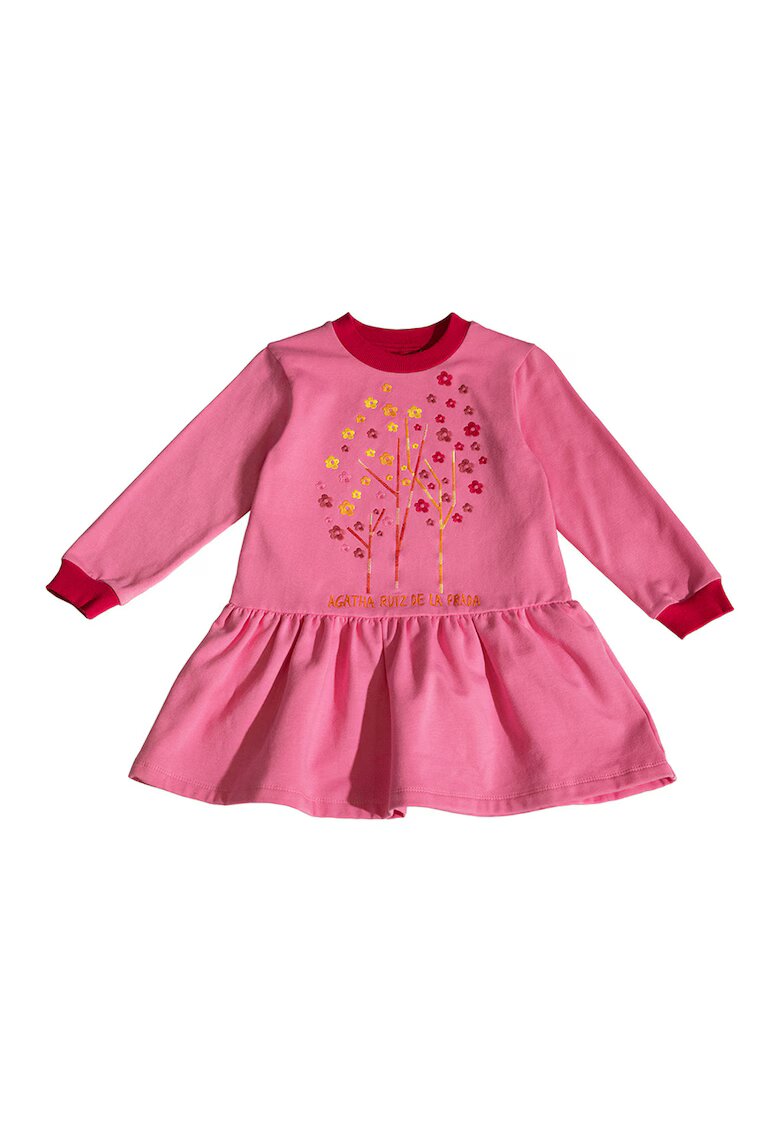 Agatha Ruiz de la Prada Rochie evazata cu design brodat - Roz zmeuriu