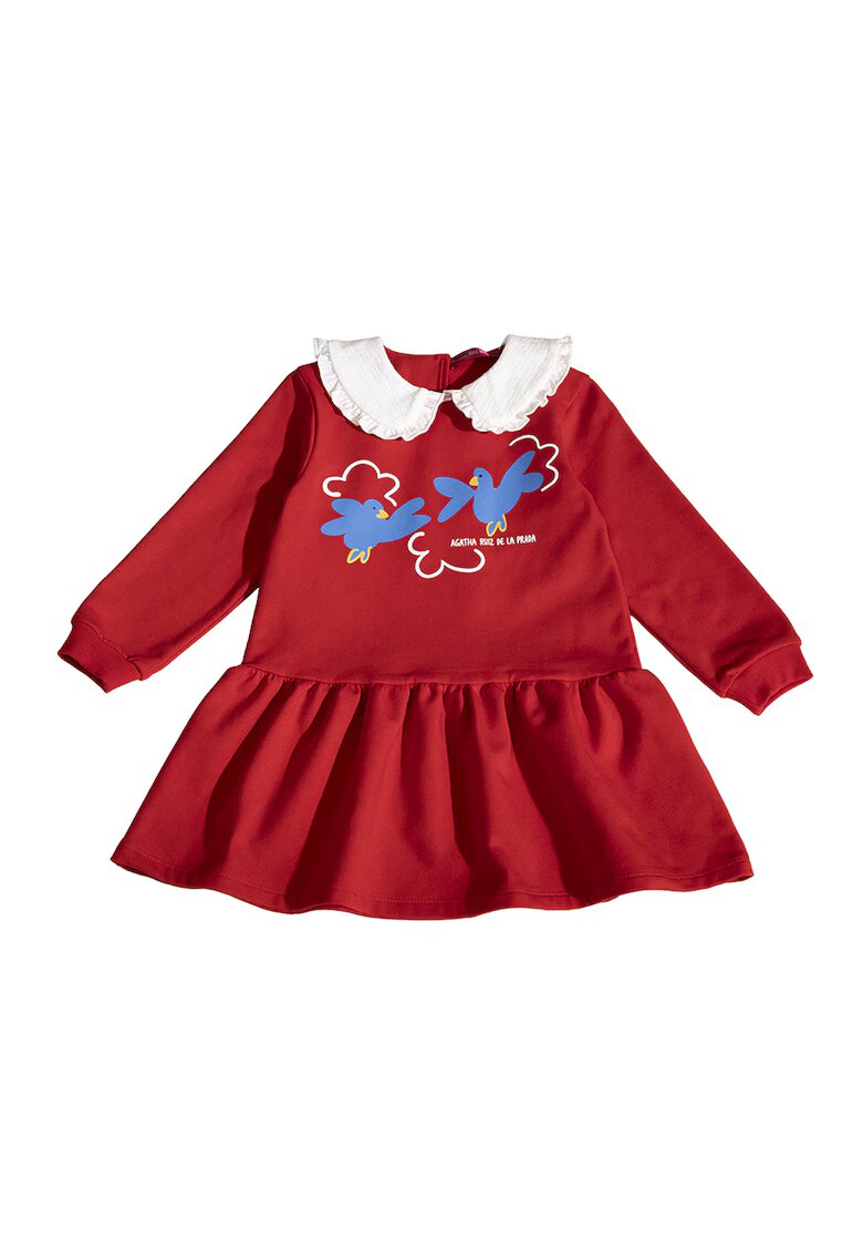 Agatha Ruiz de la Prada Rochie evazata cu guler Peter Pan - Rosu/Alb