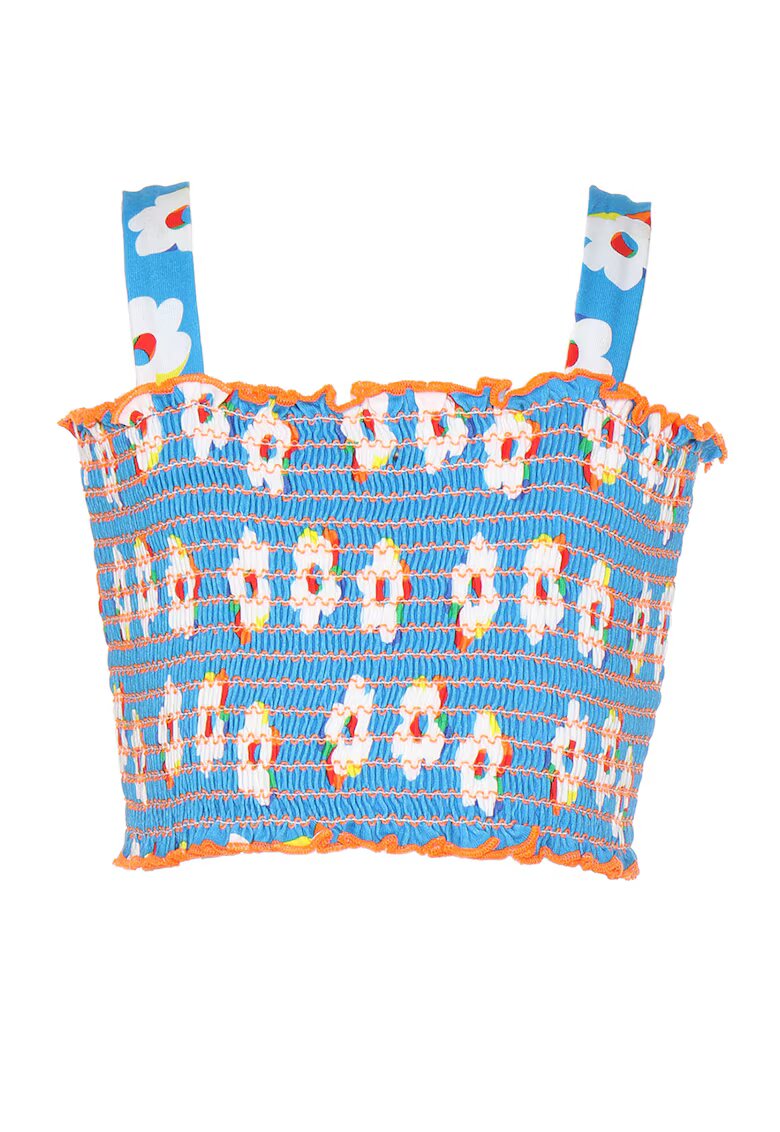 Agatha Ruiz de la Prada Top crop cu imprimeu floral - Alb/Albastru