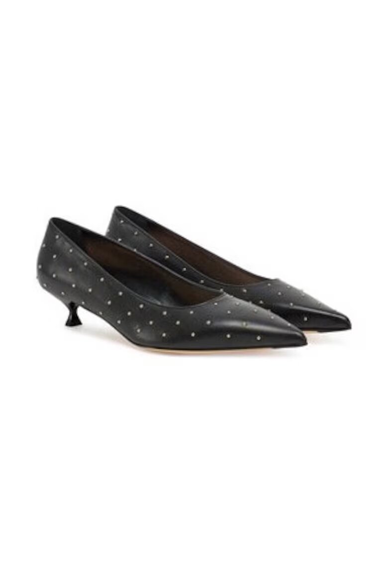 AGL Pantofi dama Lenor Studs - piele naturala - negru -