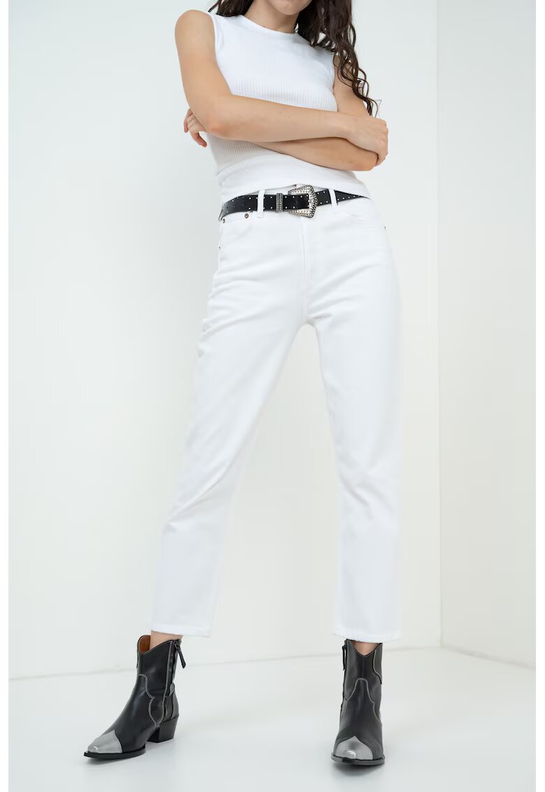AGOLDE Blugi capri cu talie medie - Alb murdar