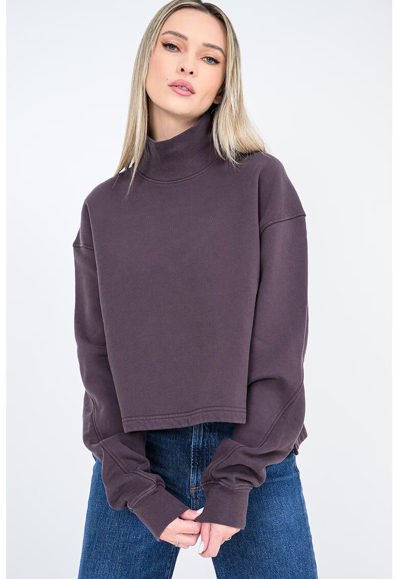 AGOLDE Bluza de trening din bumbac cu guler inalt Isra - Maro inchis