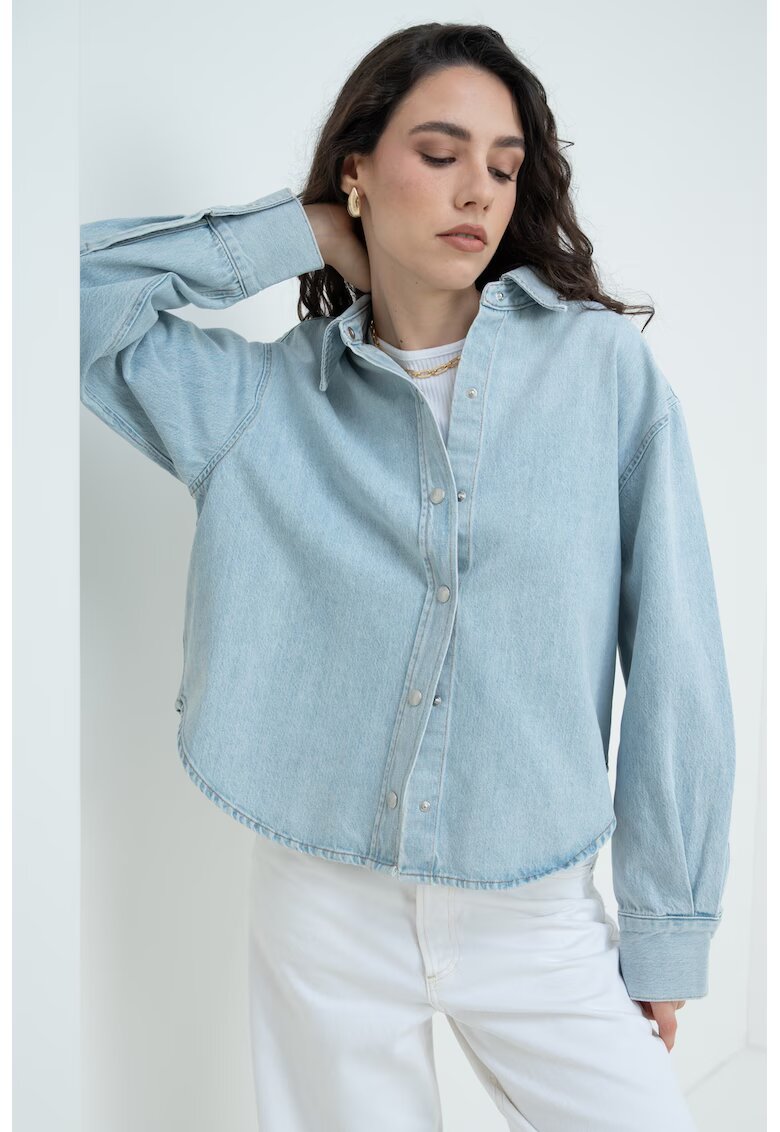 AGOLDE Camasa din denim cu maneci lungi - Albastru glaciar