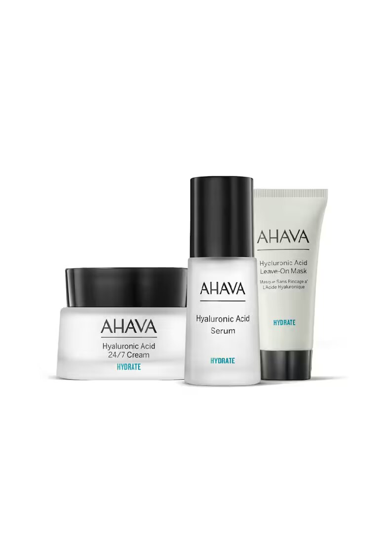 AHAVA Set Hyaluronic Acid: Serum facial hidratant cu - 30 ml + Crema de fata hidratanta 24/7 - 50 ml + Masca faciala hidratanta Leave-on - 15 ml