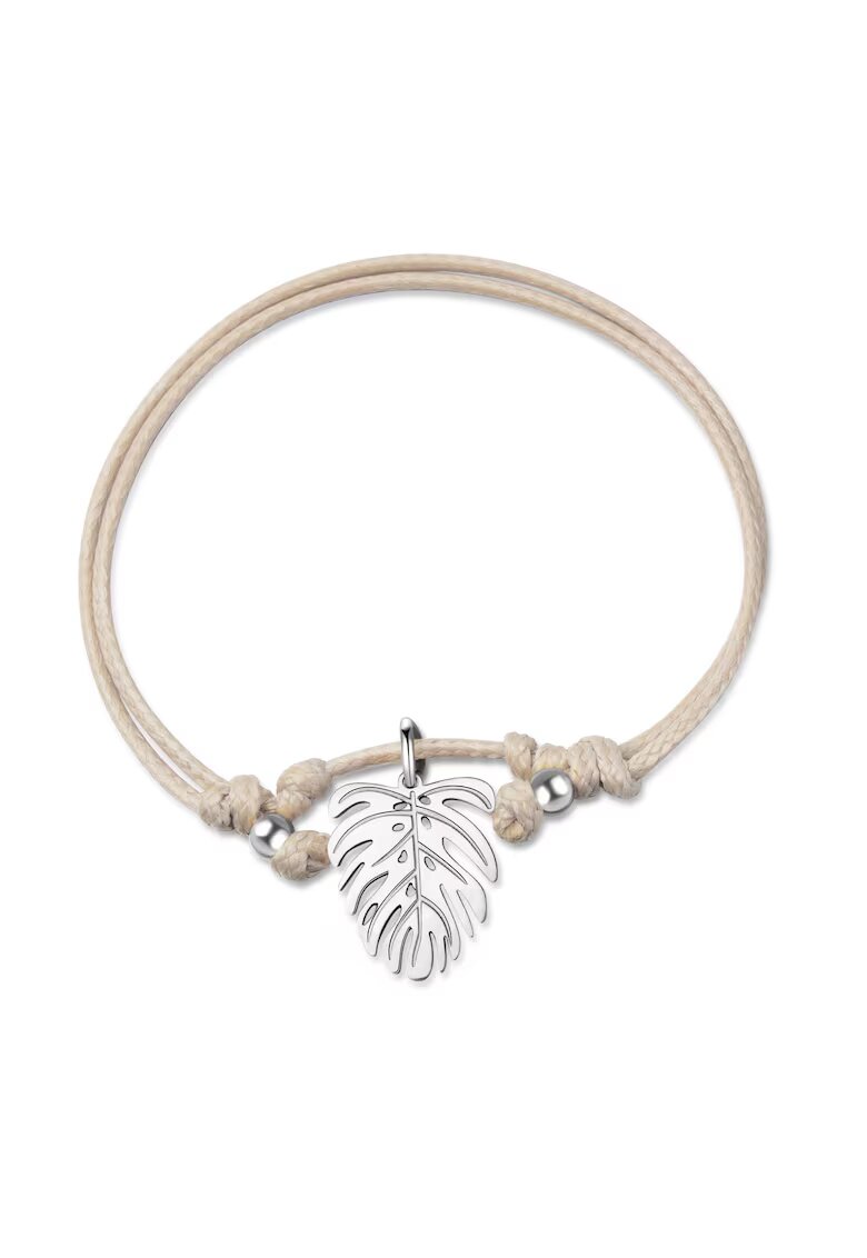 AILORIA Bratara-snur cu talisman in forma de frunza Jungle - Argintiu