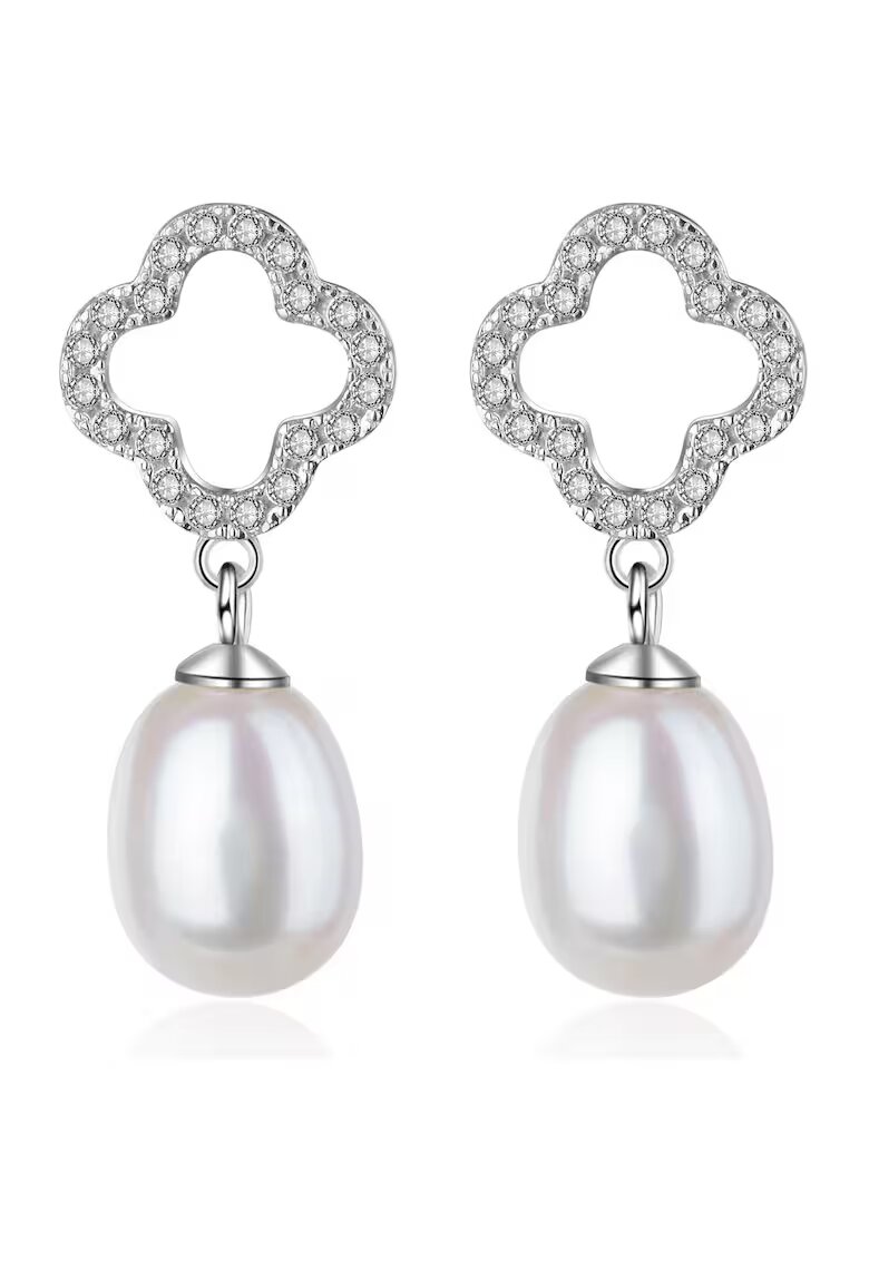 AILORIA Cercei din argint decorati cu zirconia si perle Mayu - Argintiu