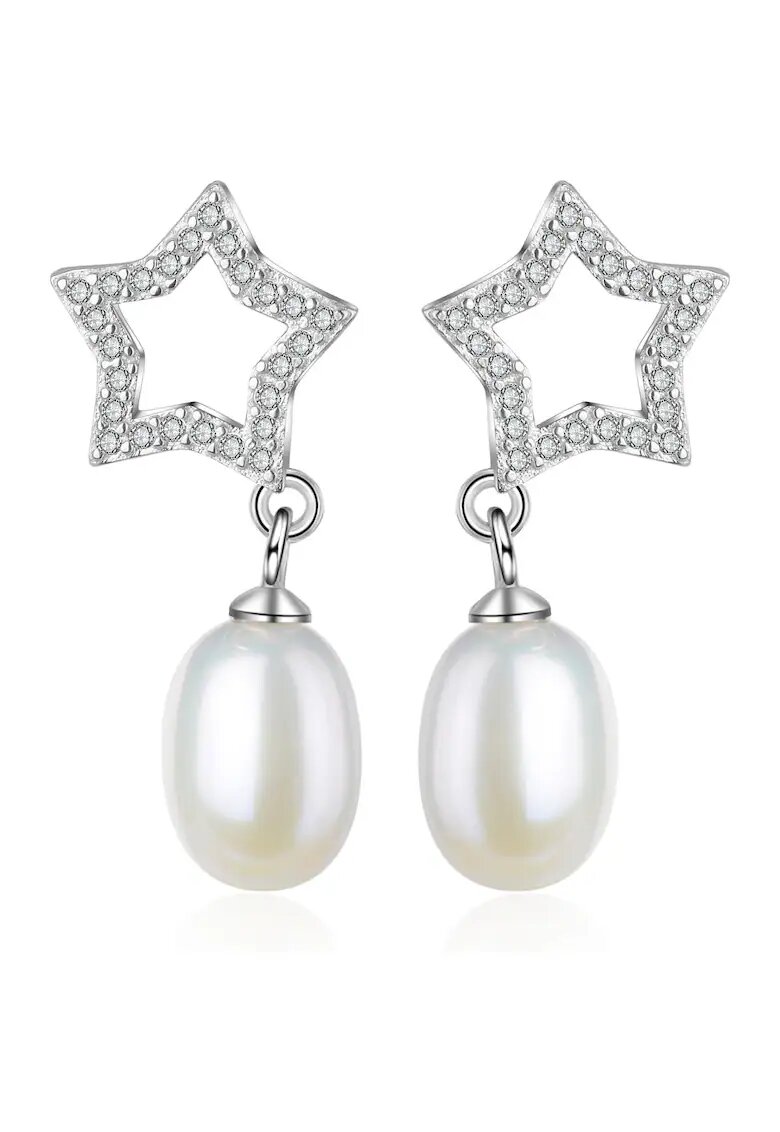 AILORIA Cercei din argint decorati cu zirconia si perle Mizuki - Argintiu