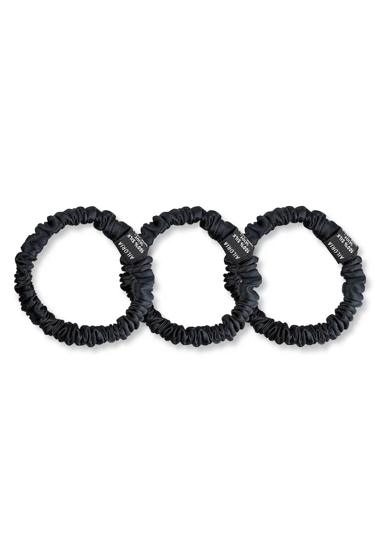 AILORIA Set de elastice de par din matase - 3 piese - Negru