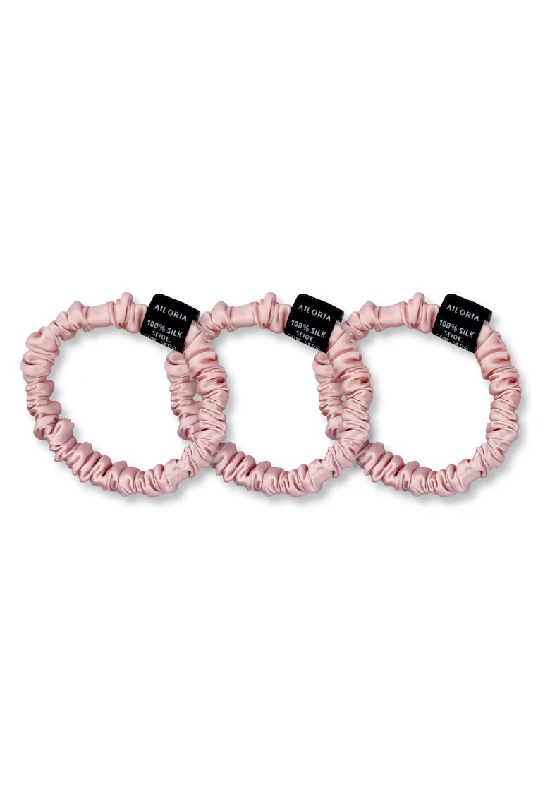 AILORIA Set de elastice de par din matase - 3 piese - Roz
