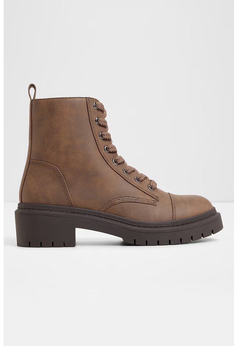 Aldo Bocanci din piele ecologica cu aplicatie cap-toe Goer - Maro