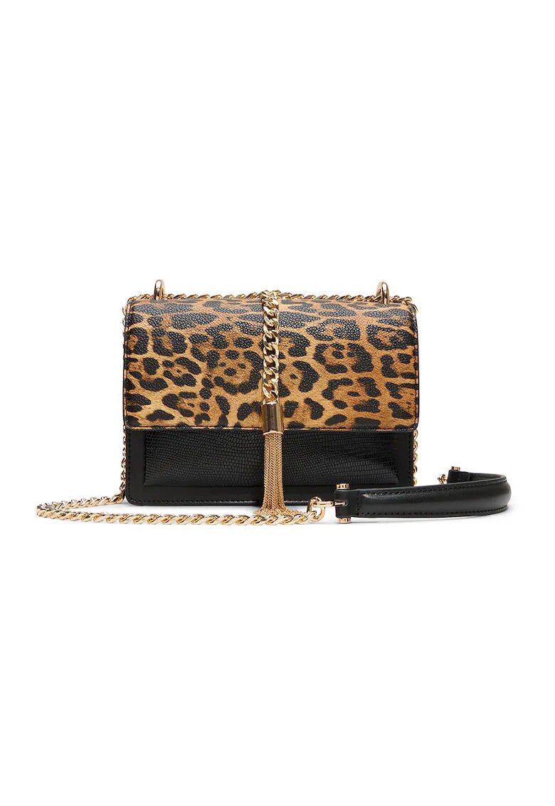 Aldo Geanta crossbody din piele ecologica cu animal print Miyabel - Maro inchis/Negru/Bej deschis
