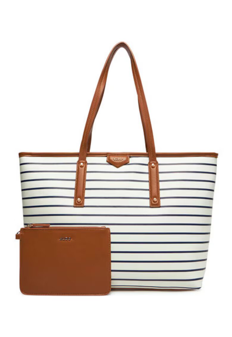 Aldo Geanta pentru dama Adader 13933800 - 47x36x15cm - cu un compartiment - curea detasabila - maro/alb