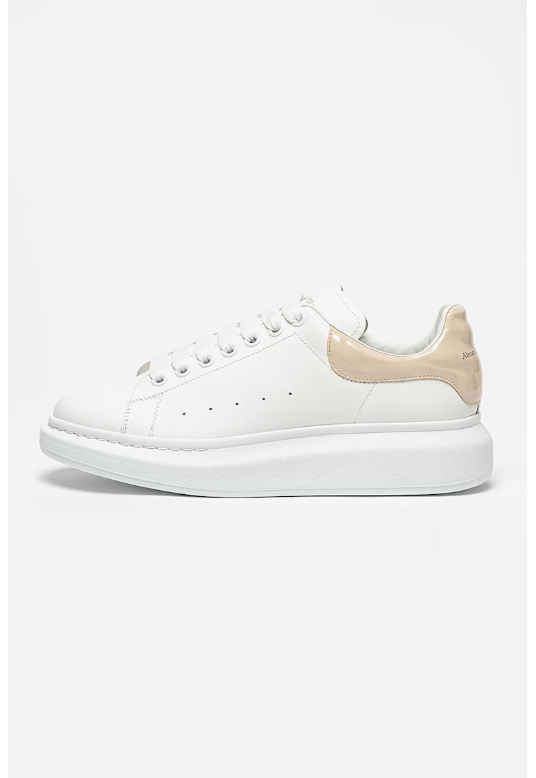 Alexander McQueen Pantofi sport din piele cu model uni - Alb/Bej