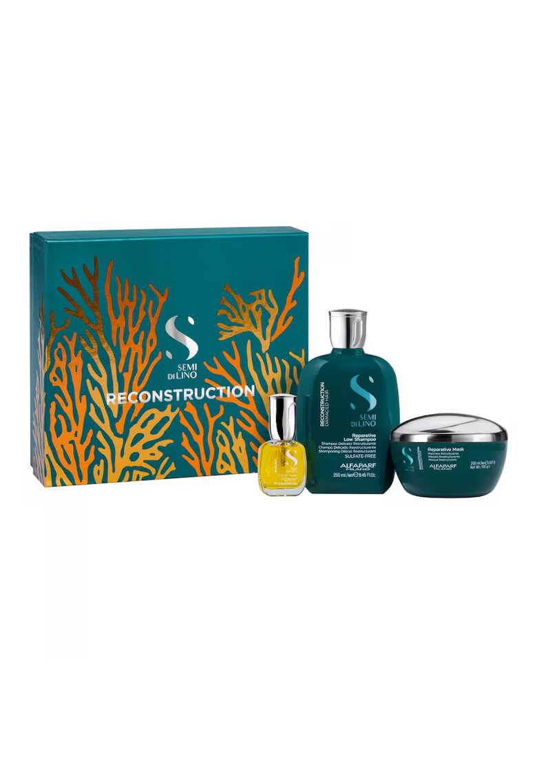 Alfaparf Milano Set Alfaparf Semi Di Lino Reconstruction Sampon 250ml - Masca 200 ml - Ulei pentru stralucire 15 ml