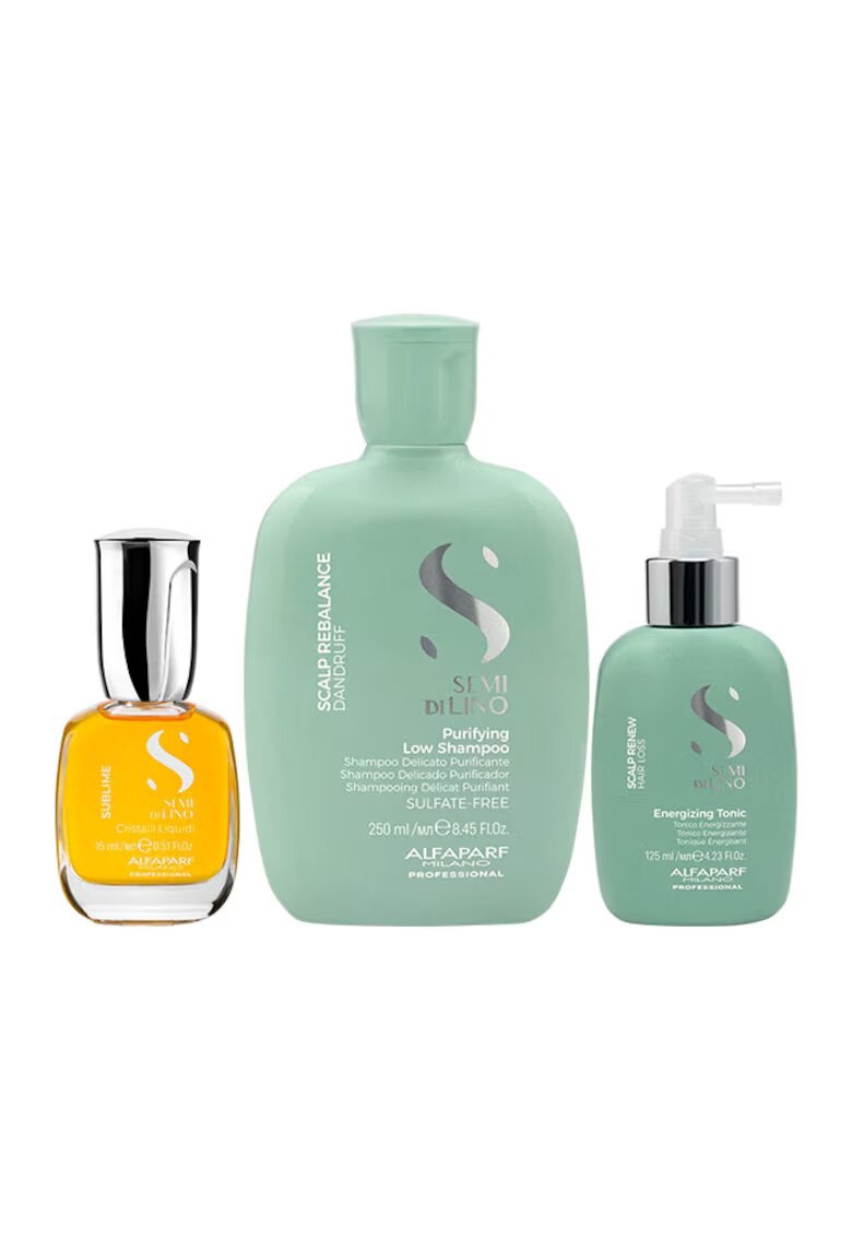 Alfaparf Milano Set anti-matreata Scalp Rebalance Sampon 250 ml + Tonic 125 ml + Ulei Cristalli Liquidi - 15 ml