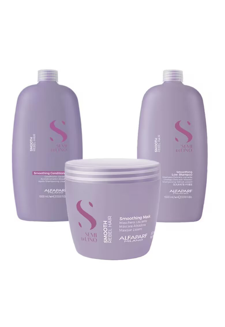 Alfaparf Milano Set pentru netezire Semi Di Lino Sampon 1000 ml - Balsam 1000 ml - Masca 500 ml