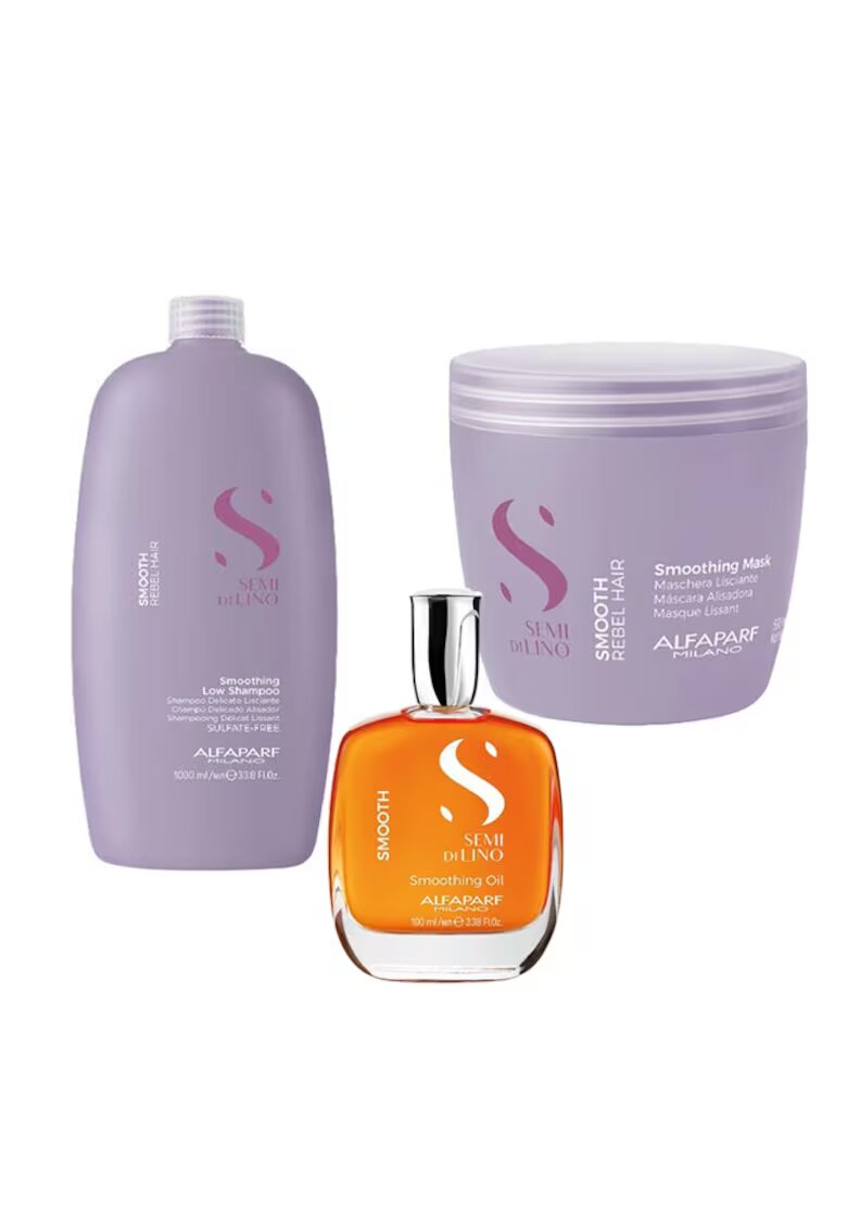 Alfaparf Milano Set pentru netezire Semi Di Lino Sampon 1000 ml - Masca 500 ml - Ulei pentru netezire 100 ml