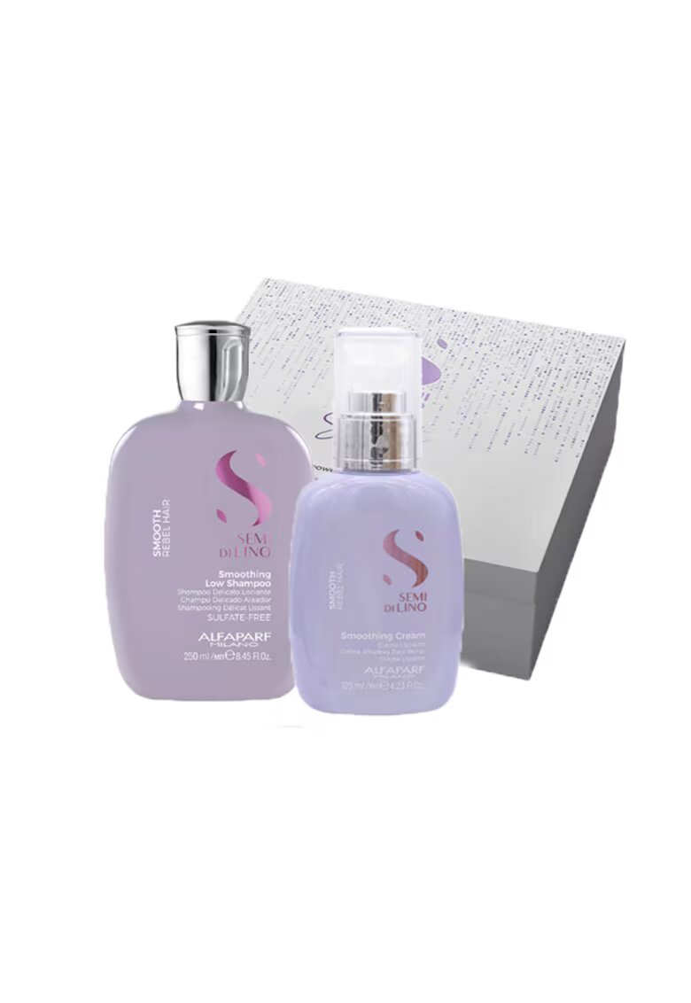 Alfaparf Milano Set pentru netezire Semi Di Lino Sampon 250 ml - Crema pentru netezire 125 ml