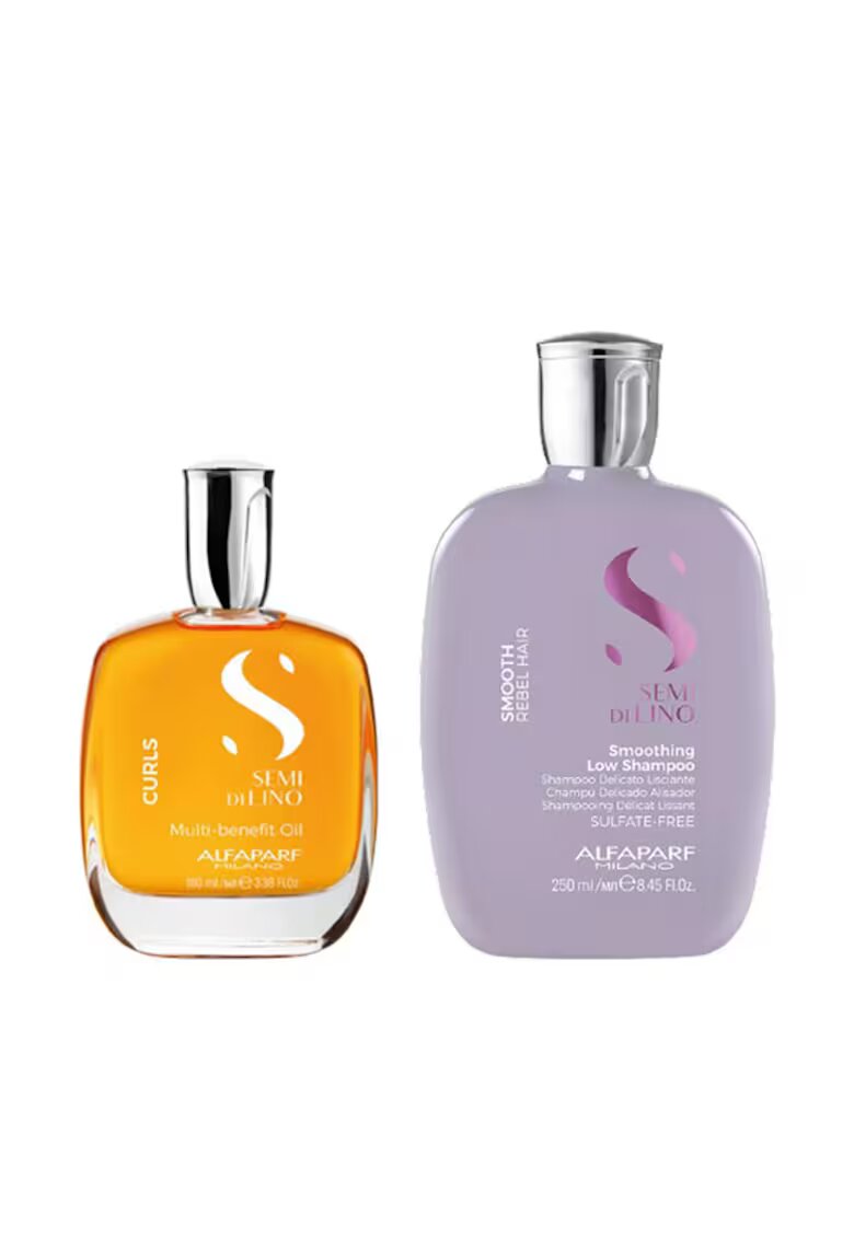 Alfaparf Milano Set pentru netezire Semi Di Lino Sampon 250 ml - Ulei pentru netezire 100 ml