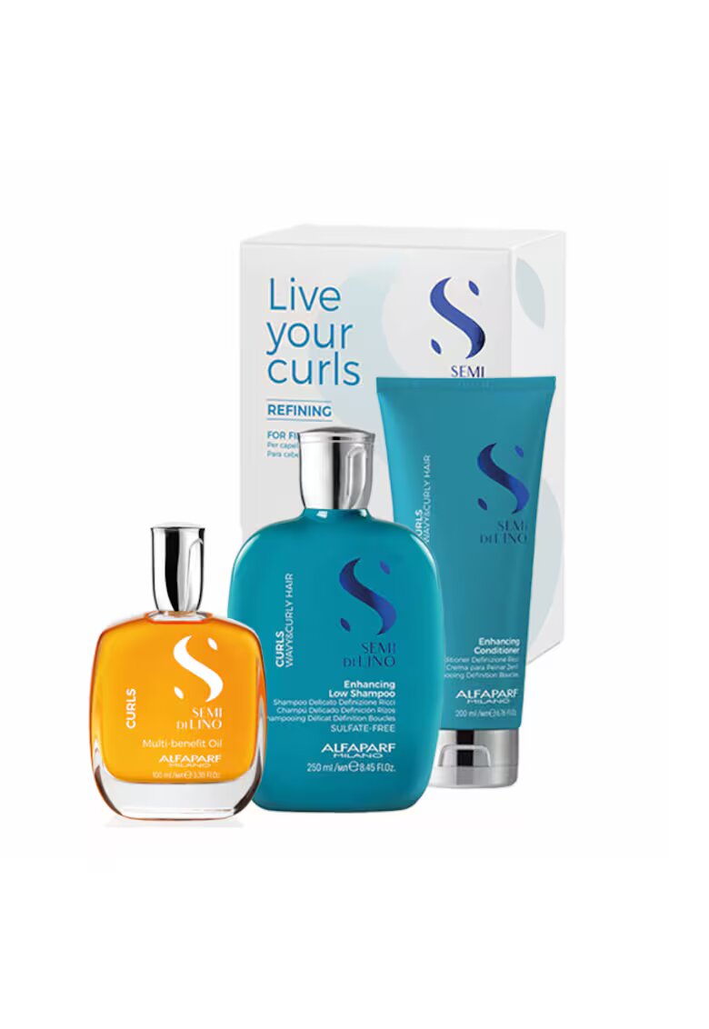 Alfaparf Milano Set pentru par ondulat Curls Sampon 250 ml - Balsam 200 ml - Ulei pentru netezire 100 ml