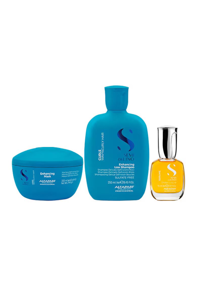 Alfaparf Milano Set pentru par ondulat Curls Sampon 250 ml + Masca 200 ml + Ulei Cristalli Liquidi 15 ml