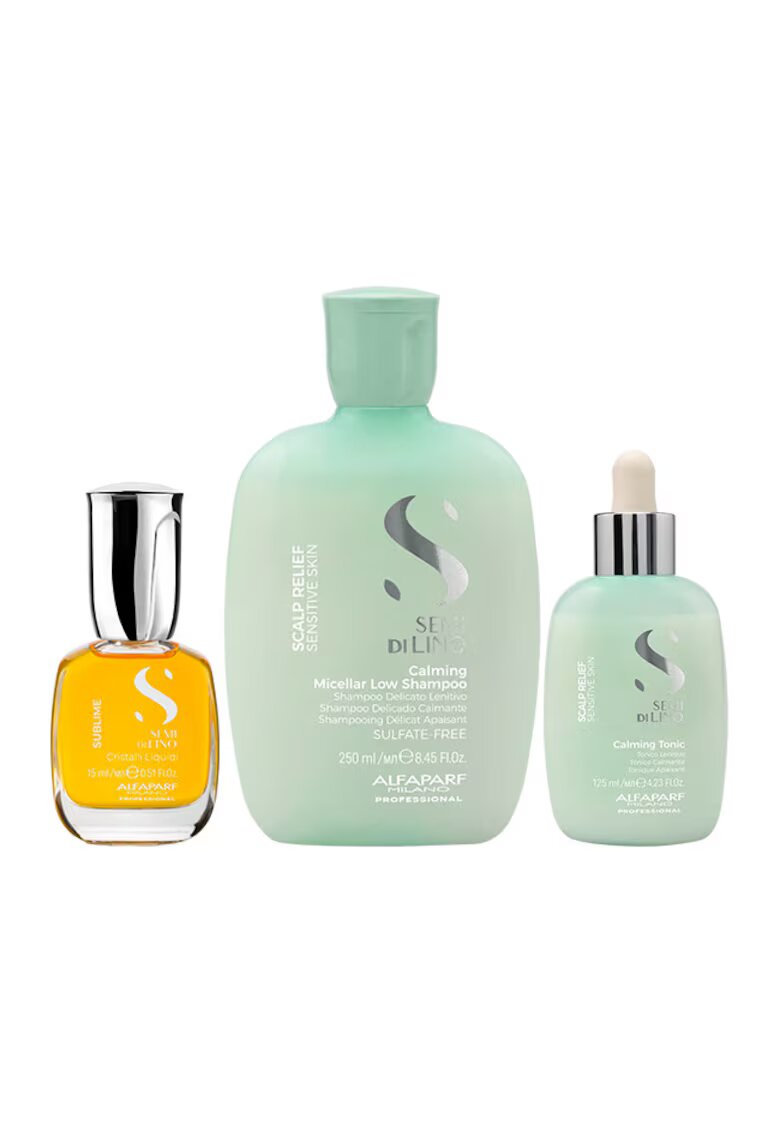 Alfaparf Milano Set pentru scalp sensibil Calming Sampon 250 ml + Tonic Calmant 125 ml + Ulei Cristalli Liquidi 15 ml