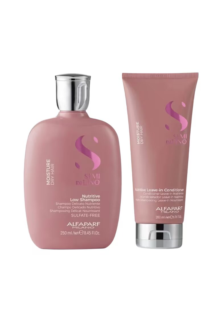 Alfaparf Pachet pentru par uscat - Moisture Nutritive Low Shampoo 250ml - Balsam hidratant Leave-in 200ml