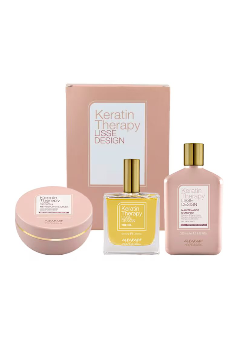 Alfaparf Set Lisse Design Keratin Therapy Maintenance - Sampon 250 ml - Masca 200 ml - Ulei de par 50 ml
