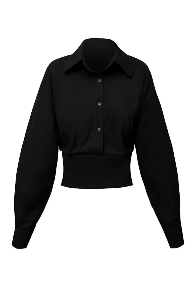 Alina Cernatescu Camasa tip corset cu maneci lungi Obsidian - Negru