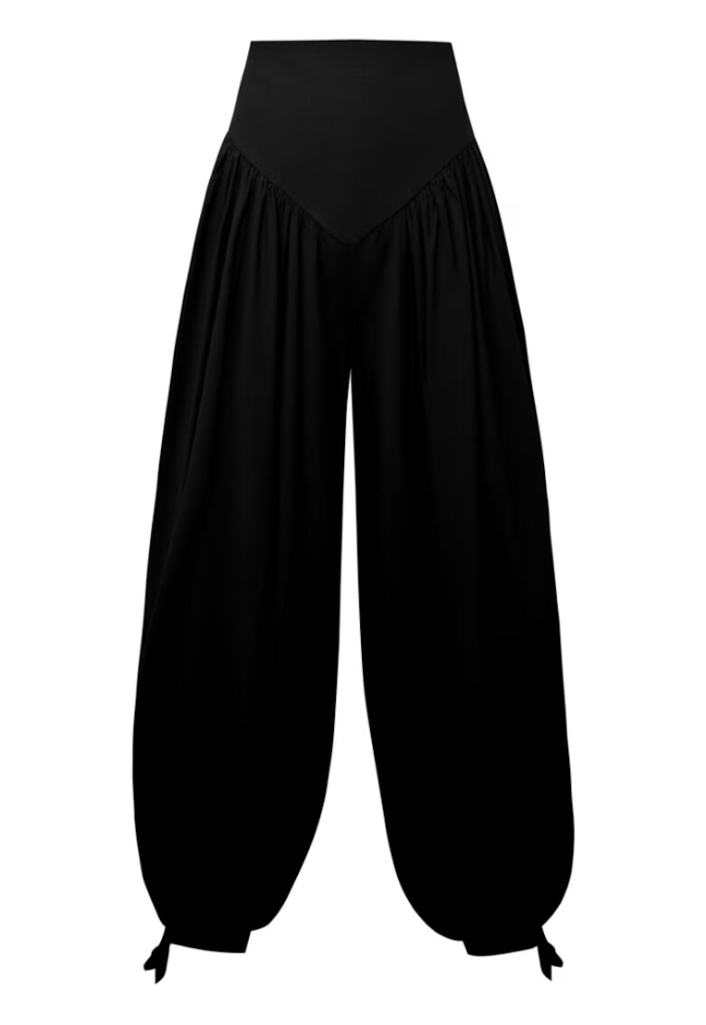 Alina Cernatescu Pantaloni tip balloon din bumbac Obsidian - Negru