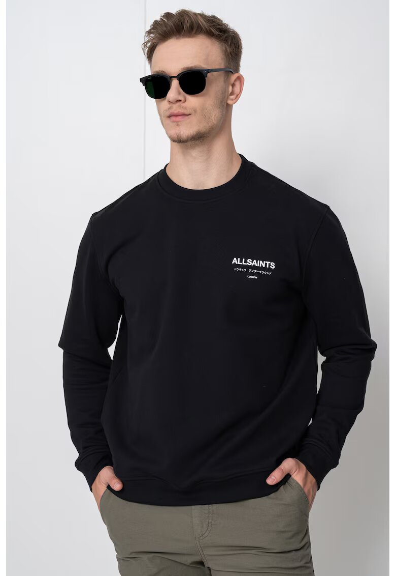 AllSaints Bluza de trening din bumbac organic Underground - Negru