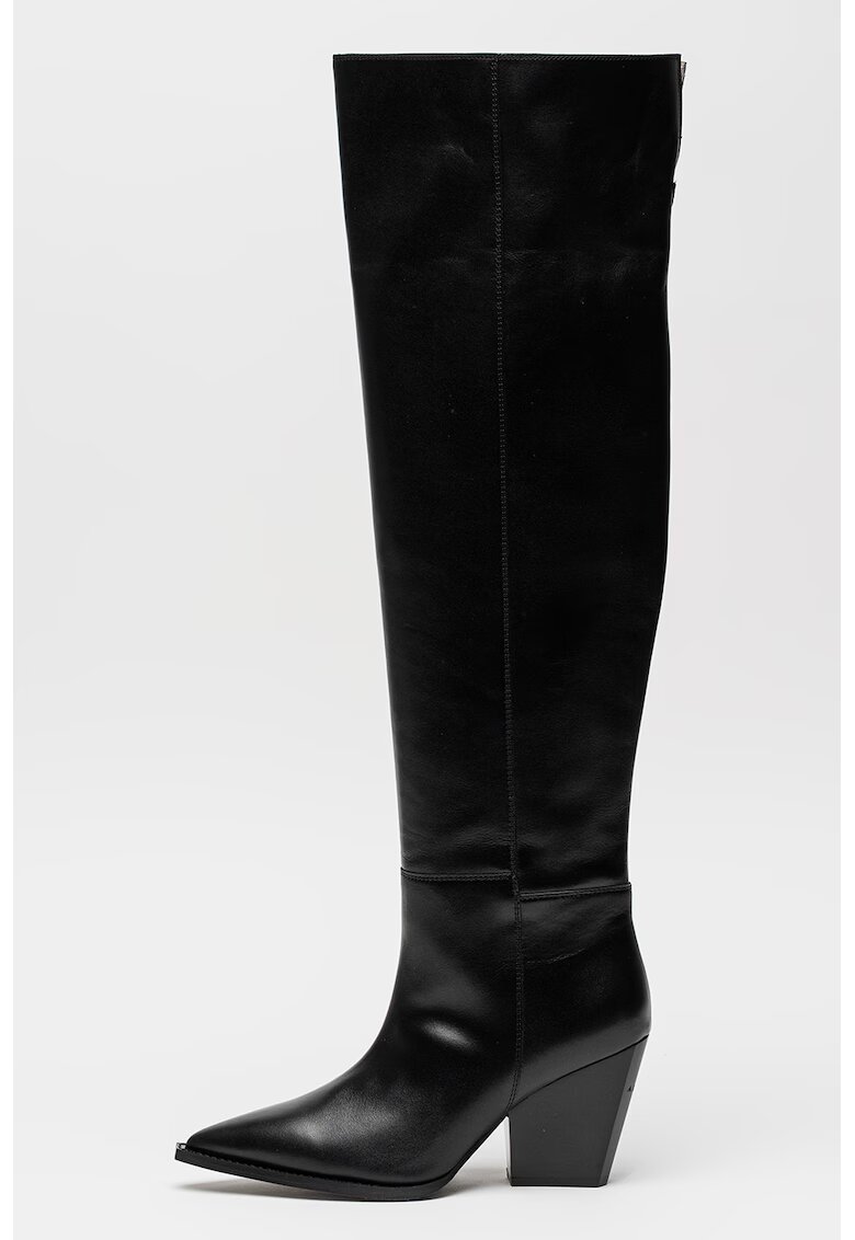 AllSaints Cizme lungi de piele Reina - Negru