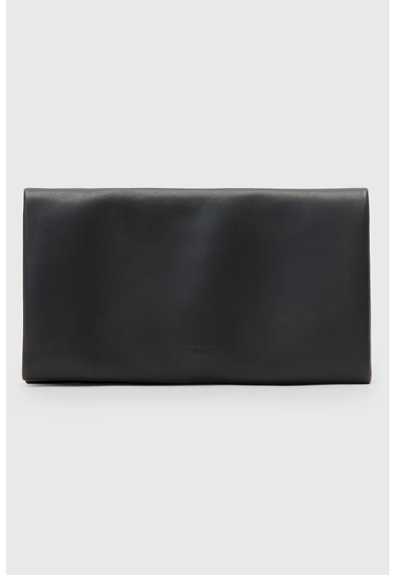 AllSaints Geanta plic de piele cu logo - Negru