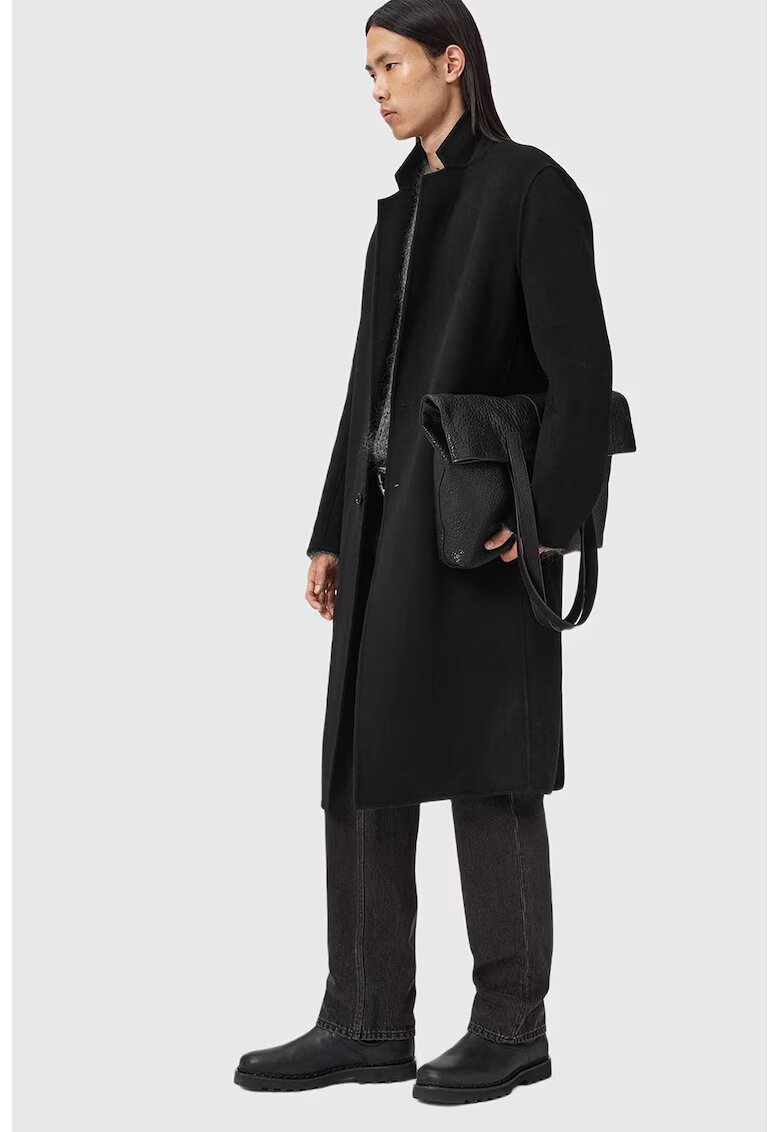 AllSaints Haina din amestec de lana cu nasturi - Negru