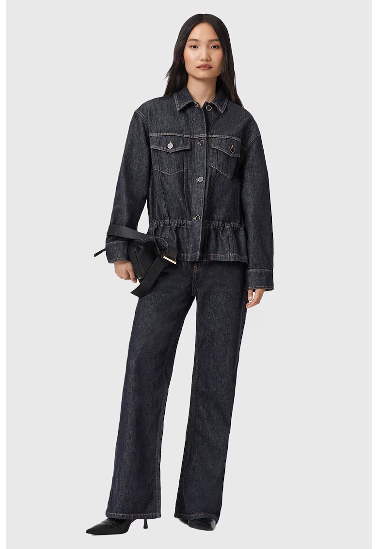 AllSaints Jacheta din denim cu terminatie cu peplum Denby - Bleumarin