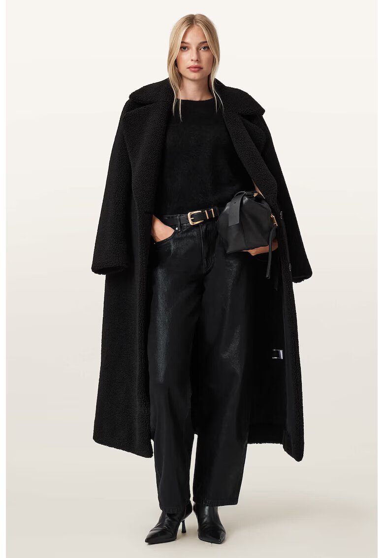 AllSaints Palton lung cu nasturi - Negru