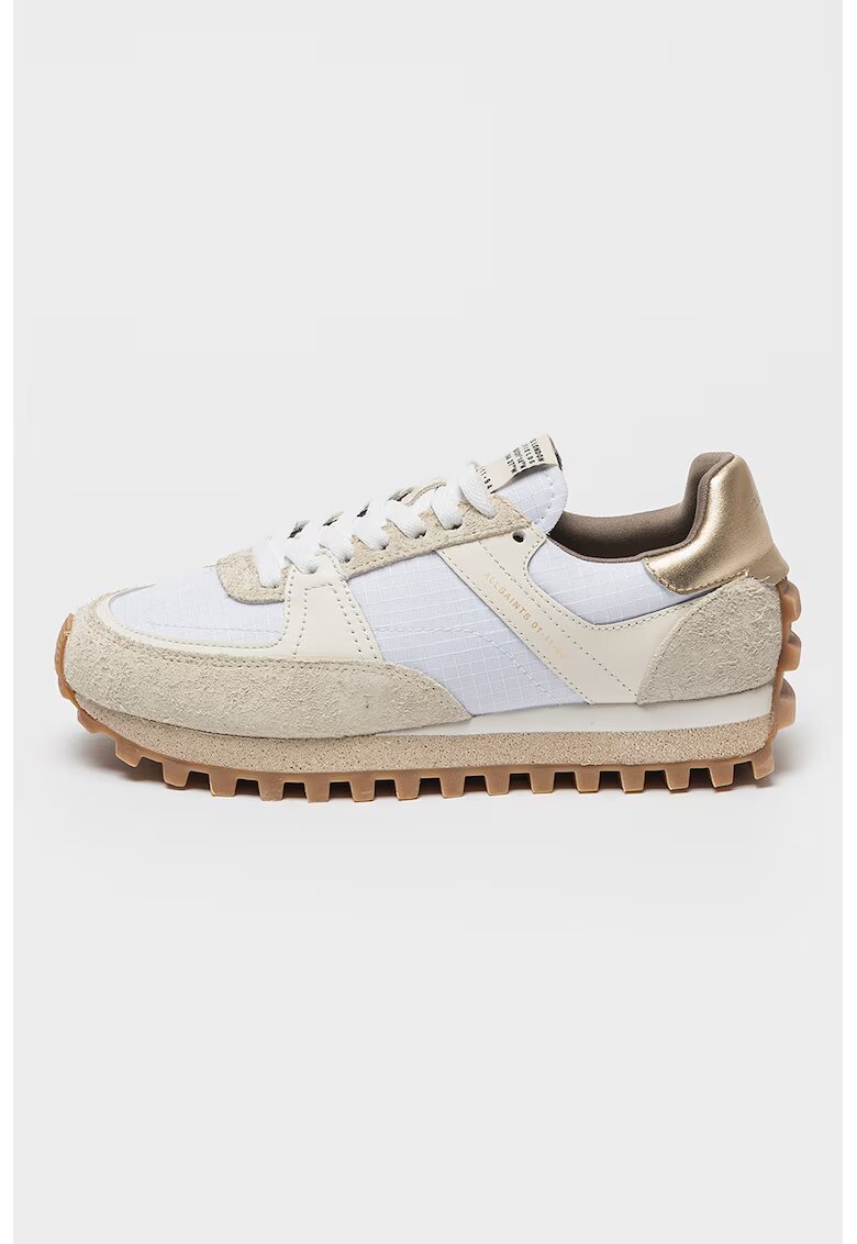 AllSaints Pantofi sport colorblock cu piele intoarsa - Alb/Grej