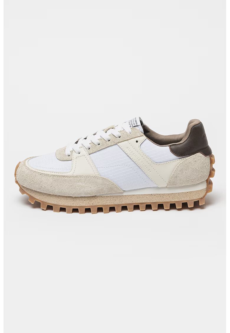 AllSaints Pantofi sport cu insertii de piele intoarsa Viggo - Alb/Maro/Grej