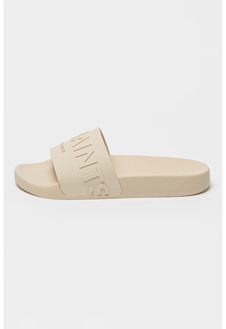 AllSaints Papuci cu logo supradimensionat in relief - Alb fildes