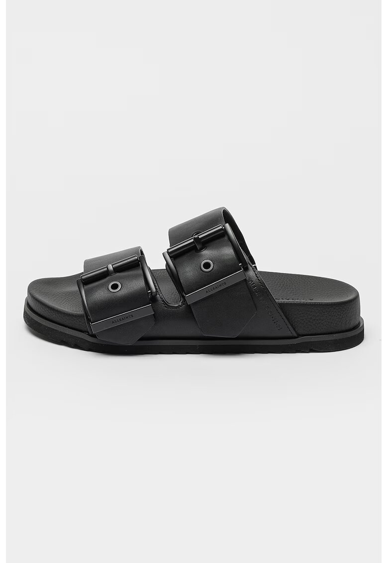 AllSaints Papuci de piele cu catarama - Negru
