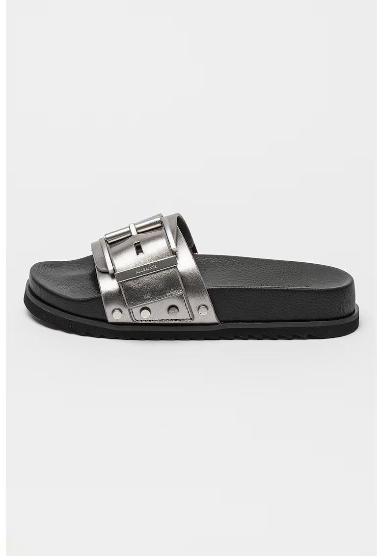AllSaints Papuci de piele ecologica cu catarama - Argintiu