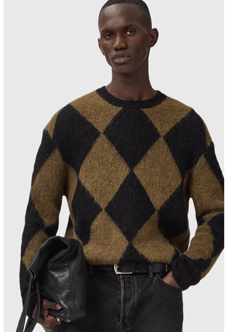 AllSaints Pulover din amestec de lana alpaca Bower - Negru/Maro