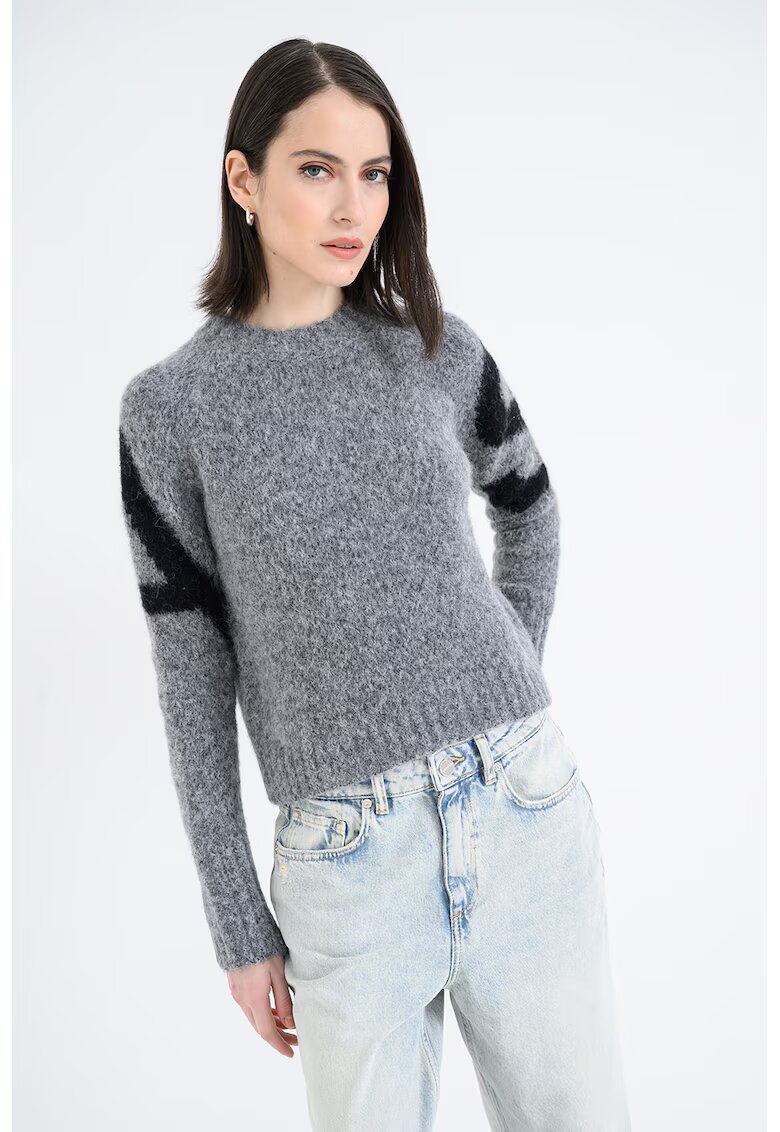 AllSaints Pulover din amestec de lana alpaca Sylvie - Negru/Gri melange